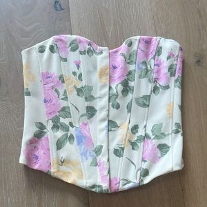 Zara Floral Crop Top - Cream, Pink, Yellow
